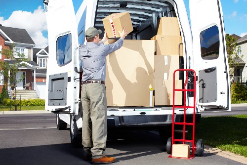 Packed moving van ready for transport across Beckton
